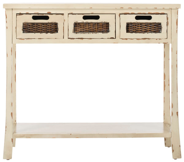Safavieh Autumn 3-Drawer Console - Timeless Charm With Rustic Storage For Entryway, Living Room, Or Hallway Vintage Cream AMH6510C