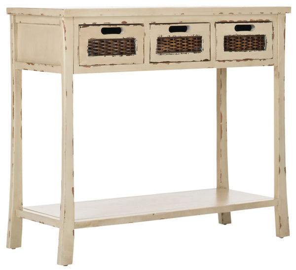 Safavieh Autumn 3-Drawer Console - Timeless Charm With Rustic Storage For Entryway, Living Room, Or Hallway Vintage Cream AMH6510C