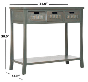 Safavieh Autumn 3-Drawer Console - Timeless Charm With Rustic Storage For Entryway, Living Room, Or Hallway Ash Grey AMH6510D