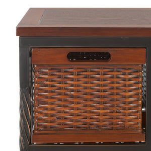 Safavieh Andrew 4-Drawer Storage Unit - Coastal Charm With Carved Pine Frame & Woven Rattan Baskets For Organization AMH6511A