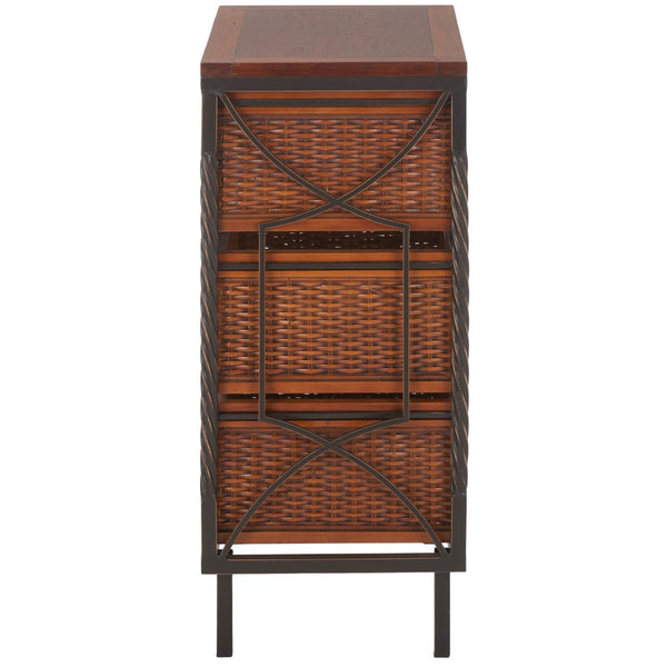 Safavieh Andrew 4-Drawer Storage Unit - Coastal Charm With Carved Pine Frame & Woven Rattan Baskets For Organization AMH6511A