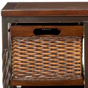 Safavieh Andrew 4-Drawer Storage Unit - Coastal Charm With Carved Pine Frame & Woven Rattan Baskets For Organization AMH6511A