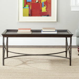 Safavieh Christopher Cocktail Table - Rustic Walnut Pine With Antique Pewter Base, Stylish & Versatile Design AMH6513A