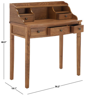 Safavieh Landon Modern 5-Drawer Writing Desk With Stylish Storage For Organized Workspaces And Home Offices Oak AMH6516A
