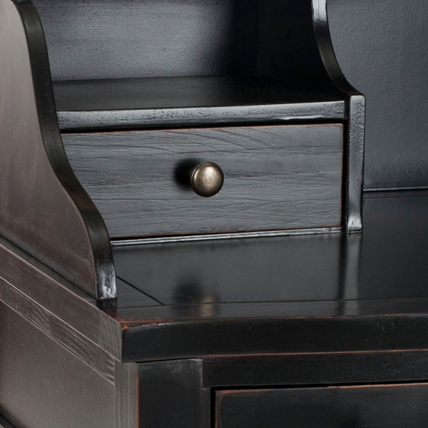 Safavieh Landon Modern 5-Drawer Writing Desk With Stylish Storage For Organized Workspaces And Home Offices Distressed Black AMH6516B