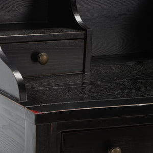 Safavieh Landon Modern 5-Drawer Writing Desk With Stylish Storage For Organized Workspaces And Home Offices Distressed Black AMH6516B