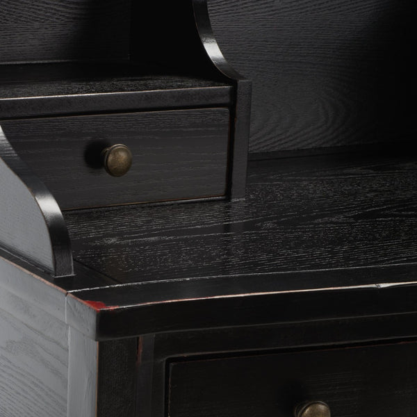 Safavieh Landon Modern 5-Drawer Writing Desk With Stylish Storage For Organized Workspaces And Home Offices Distressed Black AMH6516B
