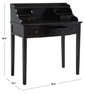 Safavieh Landon Modern 5-Drawer Writing Desk With Stylish Storage For Organized Workspaces And Home Offices Distressed Black AMH6516B