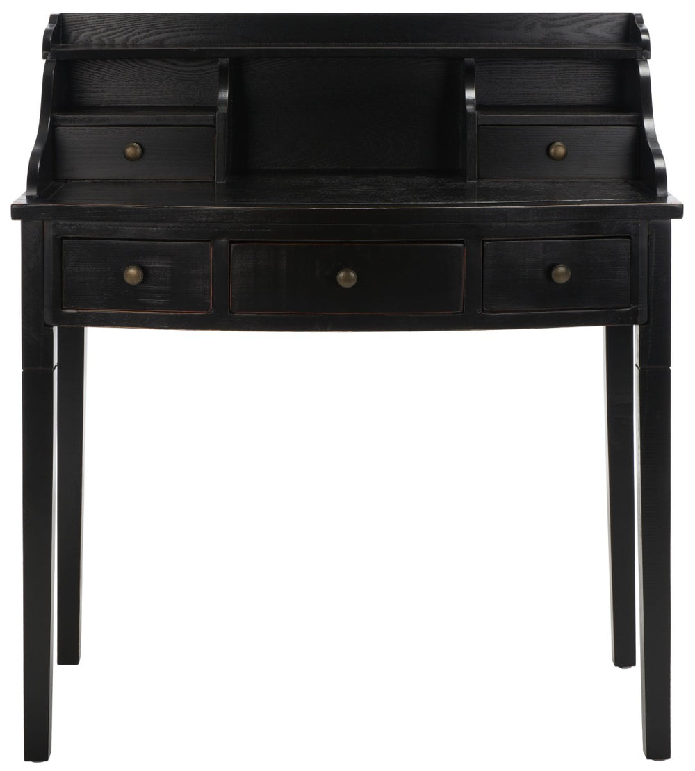 Safavieh Landon Modern 5-Drawer Writing Desk With Stylish Storage For Organized Workspaces And Home Offices Distressed Black AMH6516B