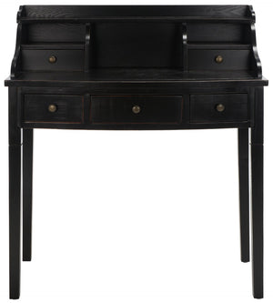 Safavieh Landon Modern 5-Drawer Writing Desk With Stylish Storage For Organized Workspaces And Home Offices Distressed Black AMH6516B