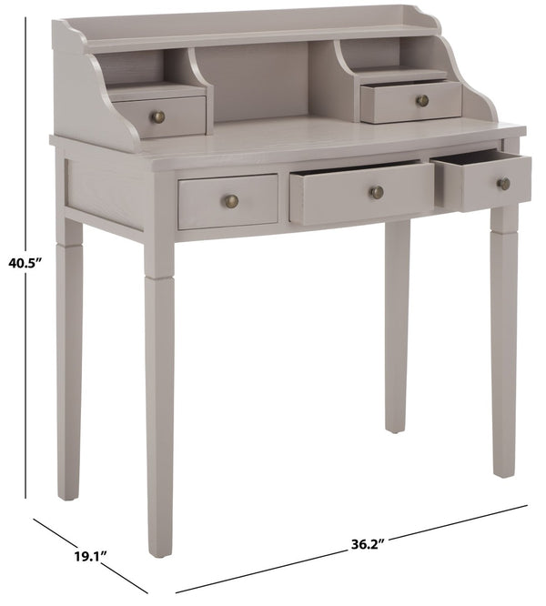 Safavieh Landon Modern 5-Drawer Writing Desk With Stylish Storage For Organized Workspaces And Home Offices Quartz Grey AMH6516C