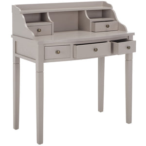 Safavieh Landon Modern 5-Drawer Writing Desk With Stylish Storage For Organized Workspaces And Home Offices Quartz Grey AMH6516C