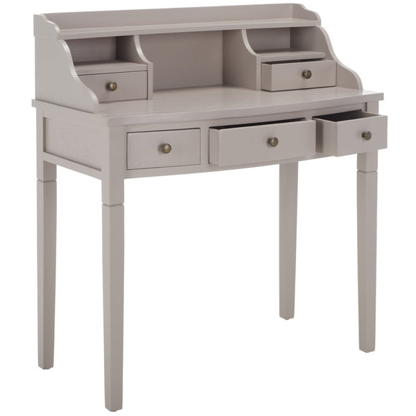Safavieh Landon Modern 5-Drawer Writing Desk With Stylish Storage For Organized Workspaces And Home Offices Quartz Grey AMH6516C