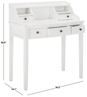 Safavieh Landon Modern 5-Drawer Writing Desk With Stylish Storage For Organized Workspaces And Home Offices White AMH6516D