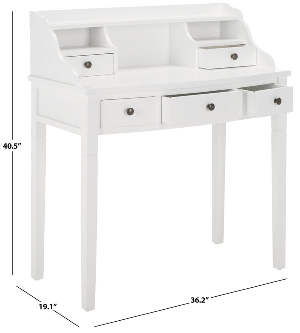 Safavieh Landon Modern 5-Drawer Writing Desk With Stylish Storage For Organized Workspaces And Home Offices White AMH6516D