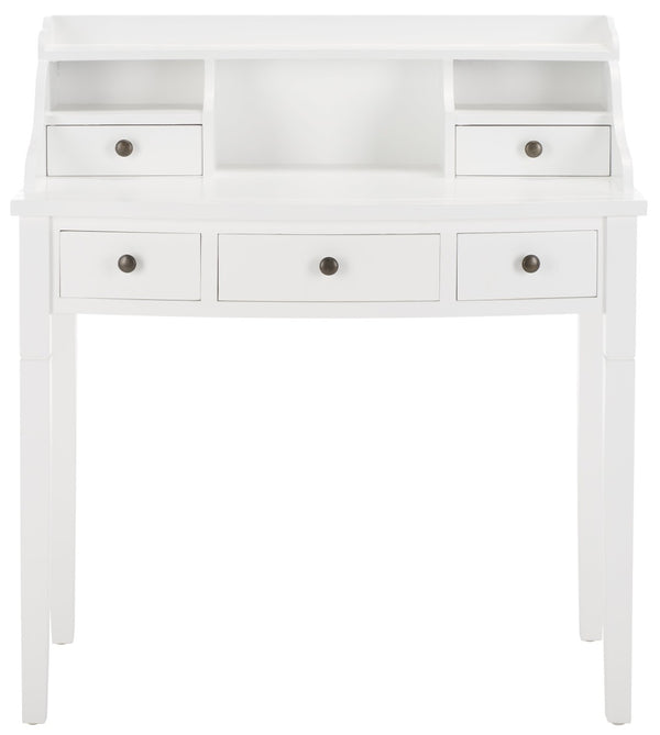 Safavieh Landon Modern 5-Drawer Writing Desk With Stylish Storage For Organized Workspaces And Home Offices White AMH6516D