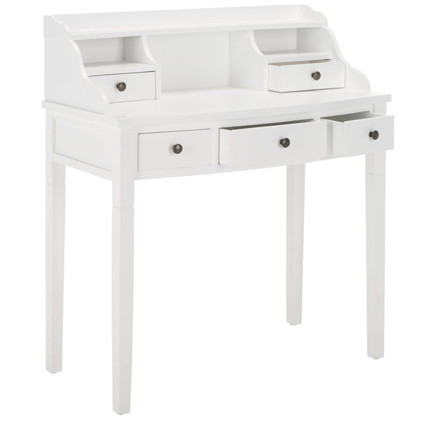 Safavieh Landon Modern 5-Drawer Writing Desk With Stylish Storage For Organized Workspaces And Home Offices White AMH6516D