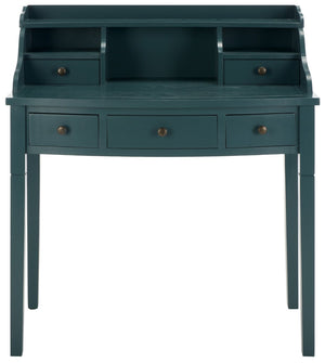 Safavieh Landon Modern 5-Drawer Writing Desk With Stylish Storage For Organized Workspaces And Home Offices Slate Teal AMH6516E