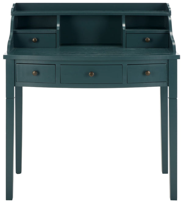 Safavieh Landon Modern 5-Drawer Writing Desk With Stylish Storage For Organized Workspaces And Home Offices Slate Teal AMH6516E