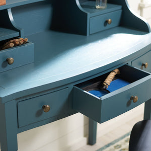 Safavieh Landon Modern 5-Drawer Writing Desk With Stylish Storage For Organized Workspaces And Home Offices Slate Teal AMH6516E
