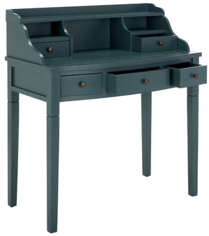 Safavieh Landon Modern 5-Drawer Writing Desk With Stylish Storage For Organized Workspaces And Home Offices Slate Teal AMH6516E
