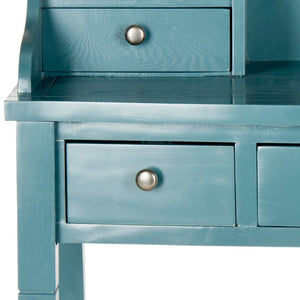 Safavieh Landon Modern 5-Drawer Writing Desk With Stylish Storage For Organized Workspaces And Home Offices Slate Teal AMH6516E