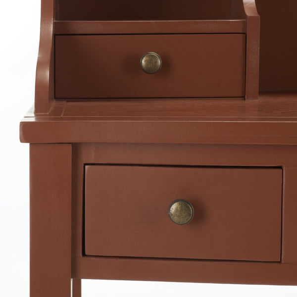 Safavieh Landon Modern 5-Drawer Writing Desk With Stylish Storage For Organized Workspaces And Home Offices Henna Brown AMH6516G