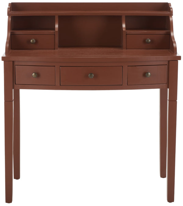 Safavieh Landon Modern 5-Drawer Writing Desk With Stylish Storage For Organized Workspaces And Home Offices Henna Brown AMH6516G