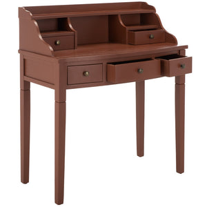 Safavieh Landon Modern 5-Drawer Writing Desk With Stylish Storage For Organized Workspaces And Home Offices Henna Brown AMH6516G