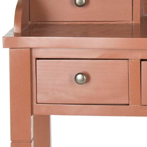 Safavieh Landon Modern 5-Drawer Writing Desk With Stylish Storage For Organized Workspaces And Home Offices Henna Brown AMH6516G