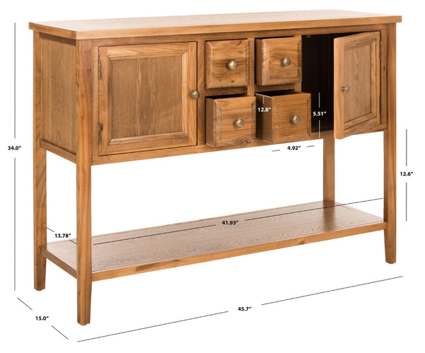Safavieh Charlotte Elegant Sideboard - Timeless Storage Solution With Display Space For Dining & Living Areas Oak AMH6517A
