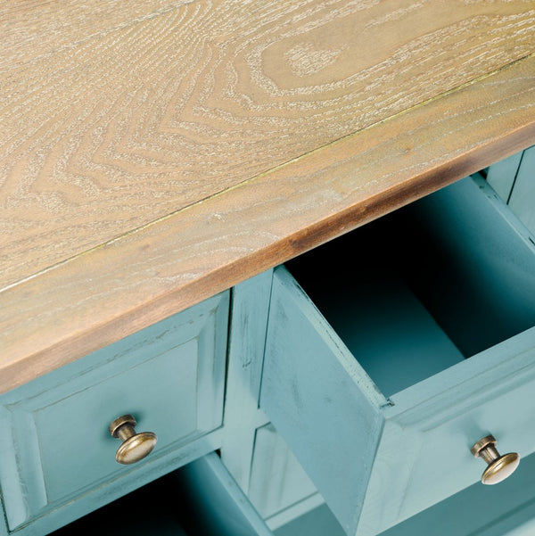 Safavieh Charlotte Elegant Sideboard - Timeless Storage Solution With Display Space For Dining & Living Areas Blue/Oak AMH6517B
