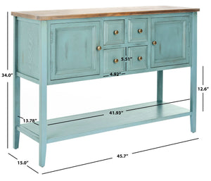 Safavieh Charlotte Elegant Sideboard - Timeless Storage Solution With Display Space For Dining & Living Areas Blue/Oak AMH6517B