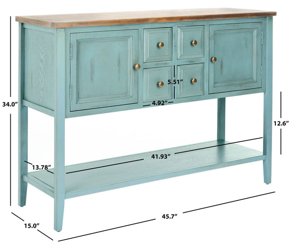 Safavieh Charlotte Elegant Sideboard - Timeless Storage Solution With Display Space For Dining & Living Areas Blue/Oak AMH6517B
