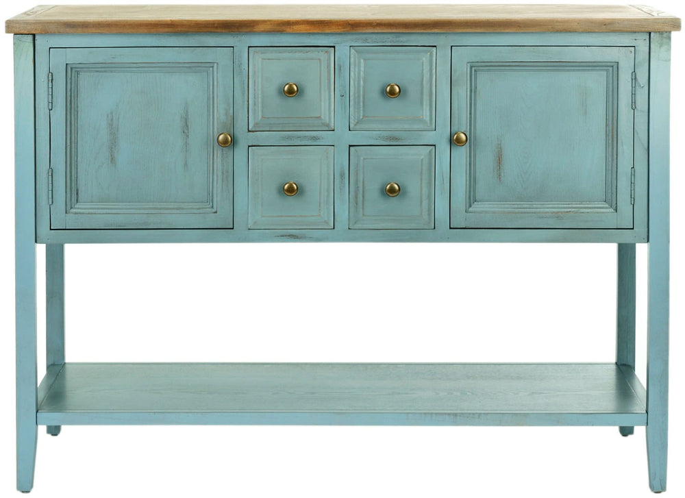 Safavieh Charlotte Elegant Sideboard - Timeless Storage Solution With Display Space For Dining & Living Areas Blue/Oak AMH6517B