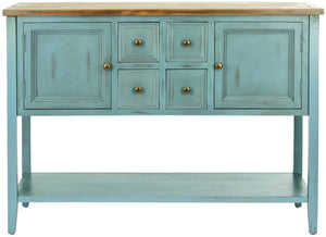 Safavieh Charlotte Elegant Sideboard - Timeless Storage Solution With Display Space For Dining & Living Areas Blue/Oak AMH6517B