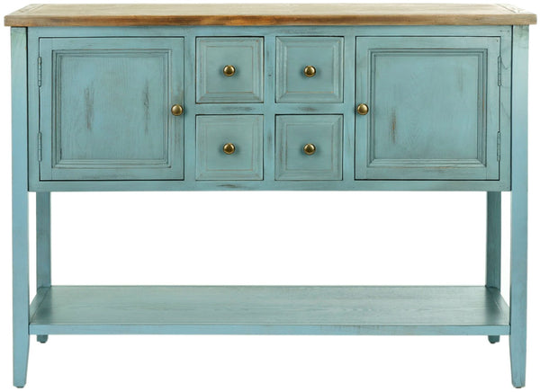 Safavieh Charlotte Elegant Sideboard - Timeless Storage Solution With Display Space For Dining & Living Areas Blue/Oak AMH6517B