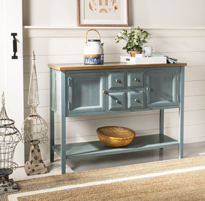 Safavieh Charlotte Elegant Sideboard - Timeless Storage Solution With Display Space For Dining & Living Areas Blue/Oak AMH6517B
