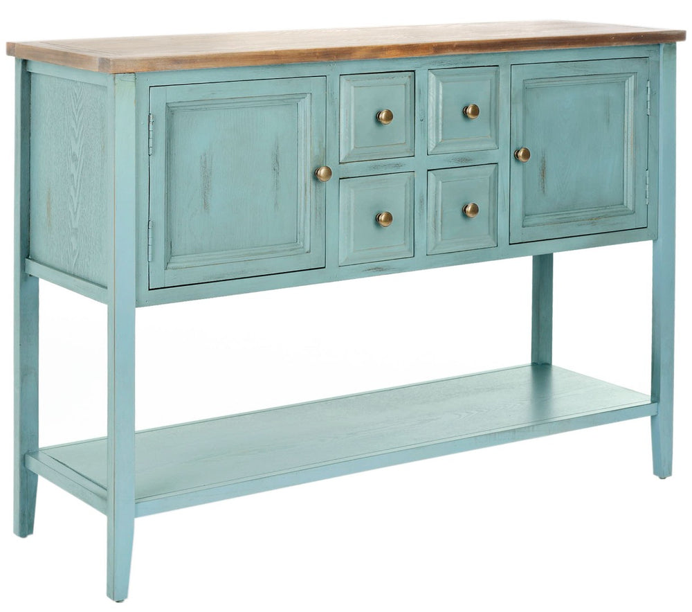 Safavieh Charlotte Elegant Sideboard - Timeless Storage Solution With Display Space For Dining & Living Areas Blue/Oak AMH6517B