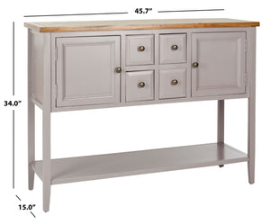 Safavieh Charlotte Elegant Sideboard - Timeless Storage Solution With Display Space For Dining & Living Areas Quartz Grey/Oak Top AMH6517C