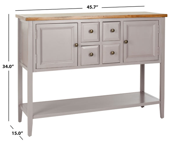 Safavieh Charlotte Elegant Sideboard - Timeless Storage Solution With Display Space For Dining & Living Areas Quartz Grey/Oak Top AMH6517C