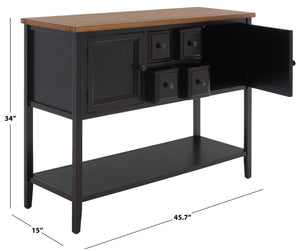 Safavieh Charlotte Elegant Sideboard - Timeless Storage Solution With Display Space For Dining & Living Areas Black/Oak Top AMH6517D