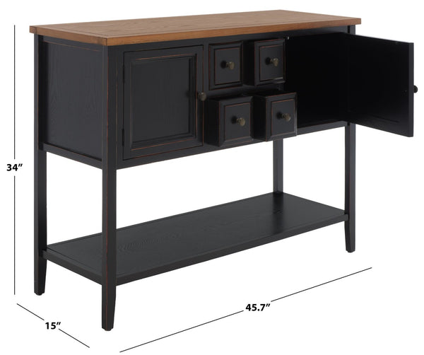 Safavieh Charlotte Elegant Sideboard - Timeless Storage Solution With Display Space For Dining & Living Areas Black/Oak Top AMH6517D
