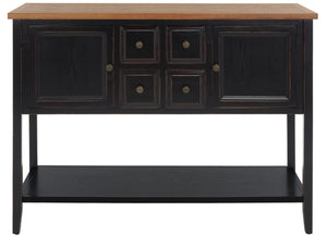 Safavieh Charlotte Elegant Sideboard - Timeless Storage Solution With Display Space For Dining & Living Areas Black/Oak Top AMH6517D