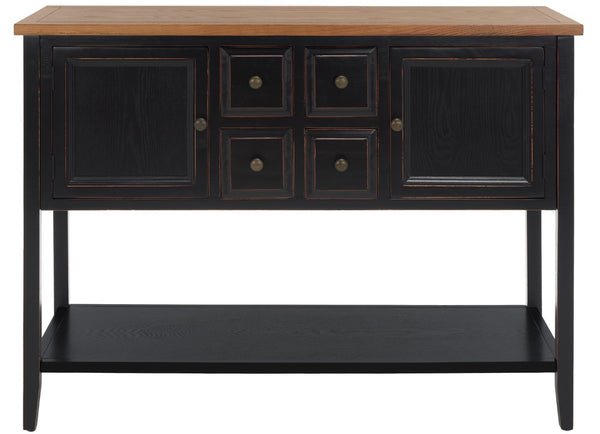 Safavieh Charlotte Elegant Sideboard - Timeless Storage Solution With Display Space For Dining & Living Areas Black/Oak Top AMH6517D