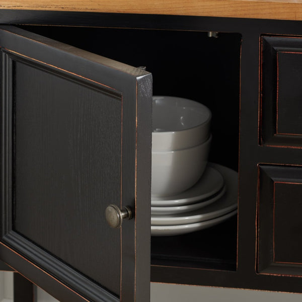 Safavieh Charlotte Elegant Sideboard - Timeless Storage Solution With Display Space For Dining & Living Areas Black/Oak Top AMH6517D