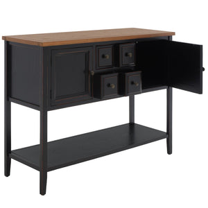 Safavieh Charlotte Elegant Sideboard - Timeless Storage Solution With Display Space For Dining & Living Areas Black/Oak Top AMH6517D