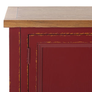 Safavieh Charlotte Elegant Sideboard - Timeless Storage Solution With Display Space For Dining & Living Areas Egyptian Red/Oak Top AMH6517F