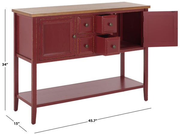 Safavieh Charlotte Elegant Sideboard - Timeless Storage Solution With Display Space For Dining & Living Areas Egyptian Red/Oak Top AMH6517F