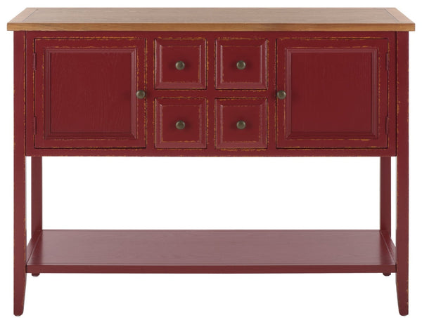 Safavieh Charlotte Elegant Sideboard - Timeless Storage Solution With Display Space For Dining & Living Areas Egyptian Red/Oak Top AMH6517F